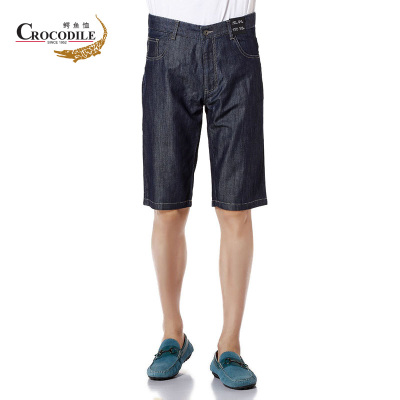 鳄鱼恤夏季男装简约时尚五分裤休闲直筒牛仔裤BQ-55134
