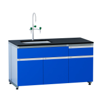 臻远 ZY5052104 实验室 钢木工作台化验室操作台化验桌 钢木深蓝1.5米边台+水槽