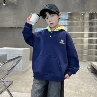 男童卫衣春秋款新款中大童秋季男孩秋装儿童帅气连帽上衣潮酷