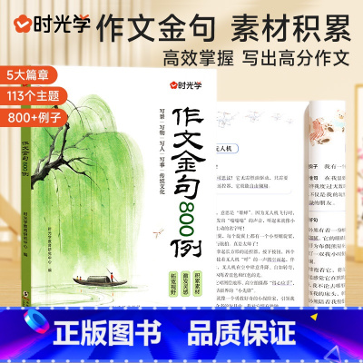 [时光学]作文金句800例+小学文学常识一本全(2册) 小学通用 [正版]作文金句800例 小学生3-6年级作文写景写人