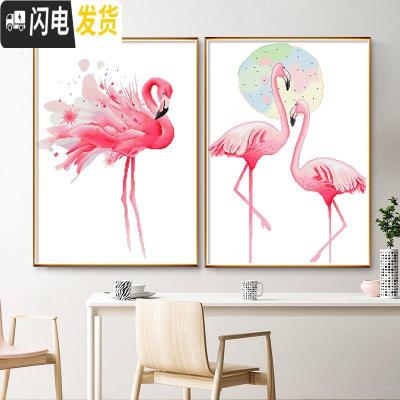 三维工匠十字绣线绣新款客厅情侣火烈鸟小件手工自己绣2019清新自然风简 埃及棉线绣新款[款号4087]尺寸53*75厘米