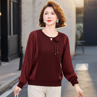 气质妈妈打底衫中老年春装洋气婆婆装中年春装小衫女50岁薄款上衣