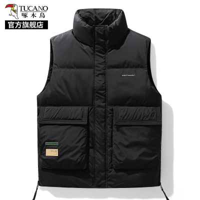 啄木鸟工装马甲羽绒服男冬季加厚2025新款保暖外穿无袖马夹外套K