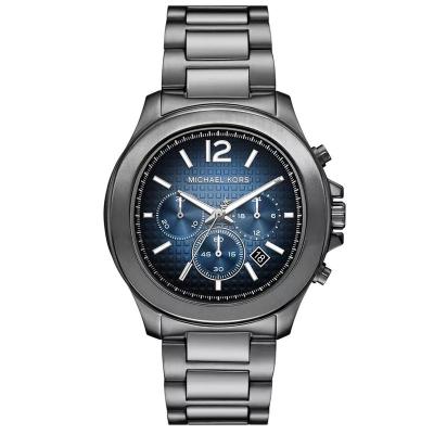 Michael Kors 男款商务运动石英计时防水不锈钢腕表枪色表壳蓝盘