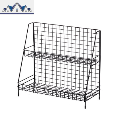 铁艺置物架 桌面化妆品收纳架卫生间台面整理架厨房双层调料架 三维工匠