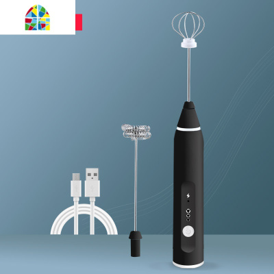 打蛋器电动迷你家用小型搅拌器USB充电烘焙工具手持式奶油打发机 FENGHOU 黑色打蛋器+刮刀
