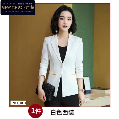 广赫红色西装外套女春秋新款短款时尚气质小个子上衣职业西服套装春季夹克