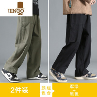 YANXU日系工装裤子男士夏季薄款宽松直筒潮牌男生阔腿休闲长裤