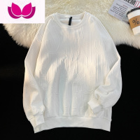 七斓立体提花长袖恤男士款宽松潮牌美式高街秋装潮流ins圆领卫衣外套