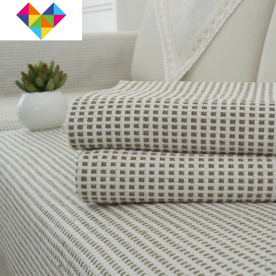棉麻沙发垫四季通用防静电棉防滑粗布沙发垫巾夏季简约现代可定制布拉格棕110*110cm御蓝锦