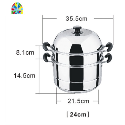 封后蒸锅家用304不锈钢大容量锅具双层汤锅天然气液化气通用 FENGH SFZZWDG28适合4-5人使用 26cm