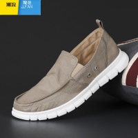 聚范男鞋夏款透气帆布鞋白色老北京布鞋男士休闲一脚蹬板鞋开车鞋