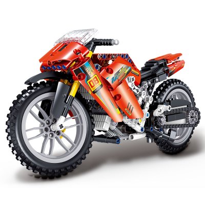 汇奇宝摩托车系列拼装积木模型玩具男孩哈雷儿童启蒙摆件兼容樂高6-14岁赤风摩托车496颗粒-