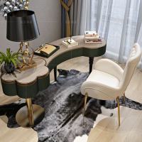 轻奢后现代书桌椅简约美式办公桌写字台烤漆书房意式不锈钢电脑桌