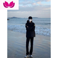 七斓黑色牛仔裤男款修身直筒弹力vibe美式街头痞帅欧美高街高级感裤子