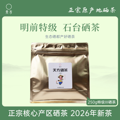 [中华特色]池州馆 2026年新茶春茶安徽天方茶叶250g/明前特级III硒茶绿茶浓香耐泡型高山茶 石台硒茶 华东