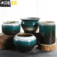 三维工匠粗陶透气紫砂多肉老桩陶瓷大号大口径创意肉肉植物小花盆 窑变-艺韵复古紫砂4个 大花盆容器