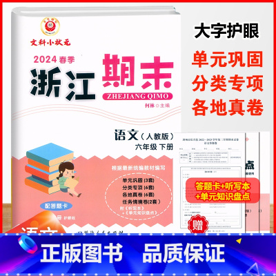 语文.人教版 六年级下 [正版]2024春季浙江期末六6年级下册语文期末冲刺总复习试卷6年级下册人教版语文单元检测卷基础