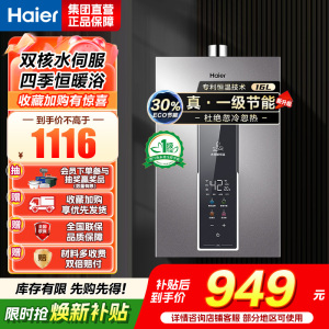 海尔(Haier)燃气热水器天然气增压变频水伺服恒温家用洗澡大水量多重安防健康洗APP智能16L [WM5]