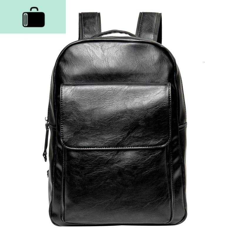 新款潮男包简约双肩包韩版皮质 商务潮流背包学生书包 旅行包潮包NEW LAKE 黑色收藏加购送礼品