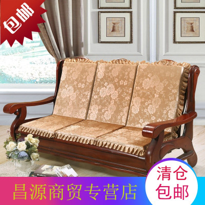 加厚毛绒海绵坐垫沙发垫带靠背冬季可拆洗w深米黄牡丹花一座一靠