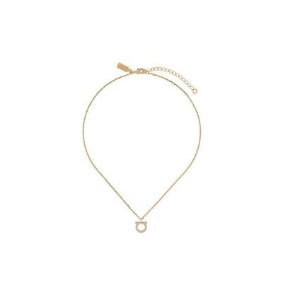 Ferragamo金属玻璃合金女士时尚复古链条项链金属质感潮流挂坠