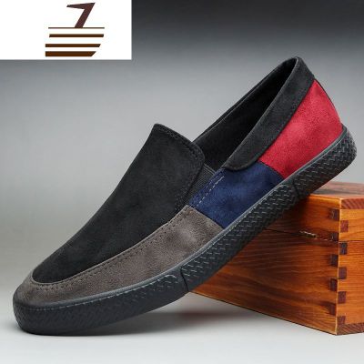 尗卡帆布鞋男鞋休闲一脚蹬懒人鞋男韩版潮流百搭驾车鞋软底