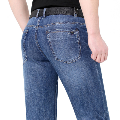 马克劲霸男装旗舰店裤子2021夏季新款男士薄款直商务休闲牛仔裤中年男装B396-6372