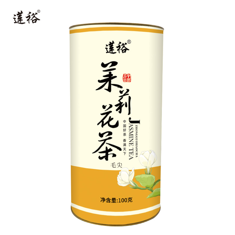 莲裕茉莉花茶毛尖100克桶