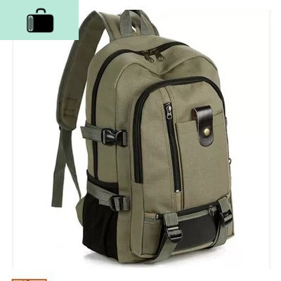 男士后背包包旅行李大容量休闲男土用青年帆布装衣服的旅游双肩包NEWLAKE军绿色