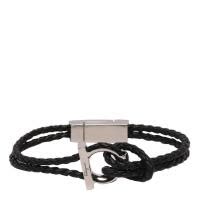 Salvatore Ferragamo黑铜Gancini闭合男士手链复古潮流百搭饰品