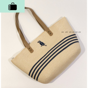 新款欧美风编织编简约旅游度假森系海边休闲单肩手提大容量女包NEW LAKE 米白色女士单肩包 米白色