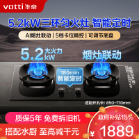 华帝(vatti)燃气灶家用5.2kW 嵌入式定时猛火灶 可调节免扩孔70%热效率 烟灶联动灶具i10309D(天然气)