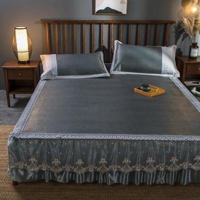 家柏饰(CORATED)床裙冰丝凉席欧式夏季空调软席三件套水洗1.8m米机洗折叠冰藤席子