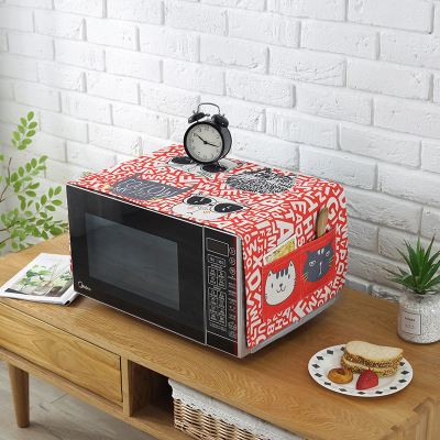 床头柜盖巾棉麻布艺盖布防水防油罩通用烤箱罩防尘罩微波炉罩 KM-03 防水.微波炉.烤箱[100*35cm]