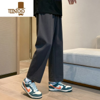 YANXU直筒裤男夏季宽松男士休闲裤灰色运动裤裤子男款垂感阔腿裤卫裤