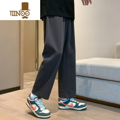 YANXU直筒裤男夏季宽松男士休闲裤灰色运动裤裤子男款垂感阔腿裤卫裤