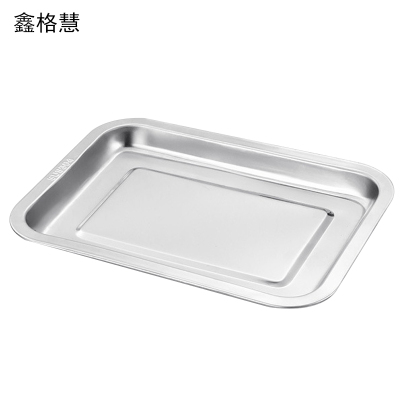 鑫格慧 食品级不锈钢方盘盘子长方形蒸饭盘 20*27*2cm 个