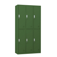 DXBG铁皮更衣柜宿舍储物柜钢制内务柜制式绿皮衣帽柜子绿色6门更衣