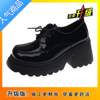 SUNTEK黑色粗高跟英伦风小皮鞋女2023新款夏季季百搭圆头厚底玛丽珍单鞋