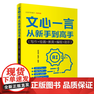 正版图书 文心一言从新手到高手 : 写作+绘画+教育+编程+助手 姜旬恂 乔通宇 清华大学出版社 文心一言