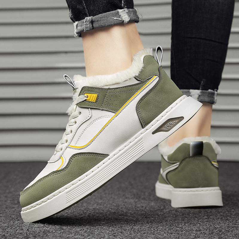 新款滑板鞋男鞋秋冬上新男士棉鞋加绒保暖休闲百搭高帮潮鞋