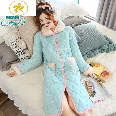 Ideamini睡袍男女法兰绒睡衣加长加厚珊瑚绒秋冬季情侣长袖浴袍家居服