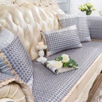 夏季陶瓷凉垫 客厅沙发凉席垫夏天款防滑欧式全包萬能套罩坐垫子 布艺+晶彩灰色 70*140