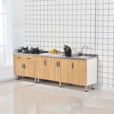 不锈钢橱柜简易厨房柜子灶台碗柜组装家用小户出租房经济型餐边柜(bff