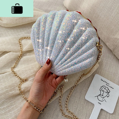 亮片贝壳包包女2020新款潮网红小清新学生百搭仙女洋气链条斜跨包NEW LAKE女斜挎包