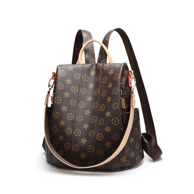 蒂兰仕女包女士双肩包新款1025欧美时尚老花背包百搭潮旅行包斜挎包手提包高档PVC防盗学生包ins超火包包女经典印花