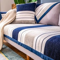家柏饰(CORATED)北欧四季通用沙发垫防滑简约全包萬能沙发套罩布艺沙发巾沙发盖布 条纹藏青 110*240cm