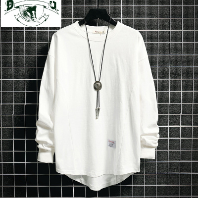 HLCOMAN潮牌男士薄款长袖t恤棉2021春秋季潮流衣服打底衫宽松圆领卫衣卫衣