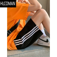 HLCOMAN夏季休闲短裤男女韩版潮流宽松条纹运动裤ins港风潮牌三五分裤子3